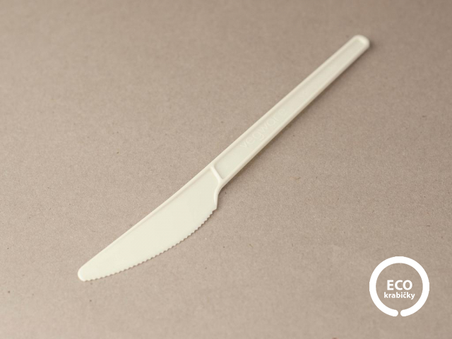 Bio plastový príbor. nôž biely 16,5 cm