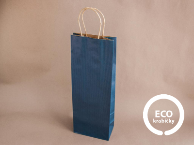 Bio papierová taška na víno MOSELA 14 × 8 × 39 cm modrá