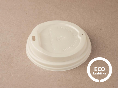 ECO CUP CPLA viečko biele Ø 89 mm/12 oz horúci nápoj