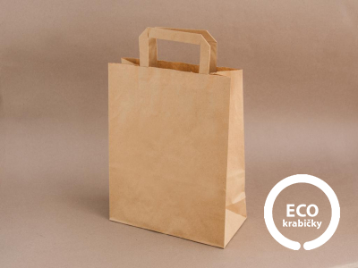 Bio papierová taška ploché ucho hnedá 22 × 10 × 28 cm