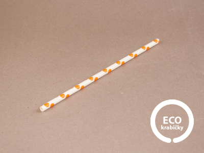 Papierová slamka bielo-oranžová Ø 0,6 cm