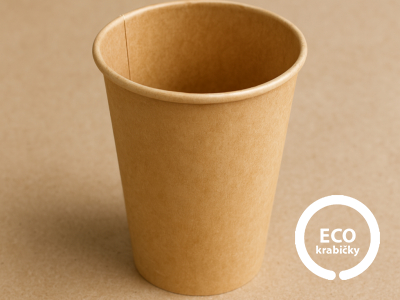 Kelímok na teplý nápoj PLASTIC FREE hnedý 400 ml (16 oz)
