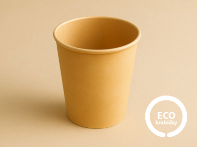 Kelímok na teplý nápoj PLASTIC FREE hnedý 400 ml (16 oz)