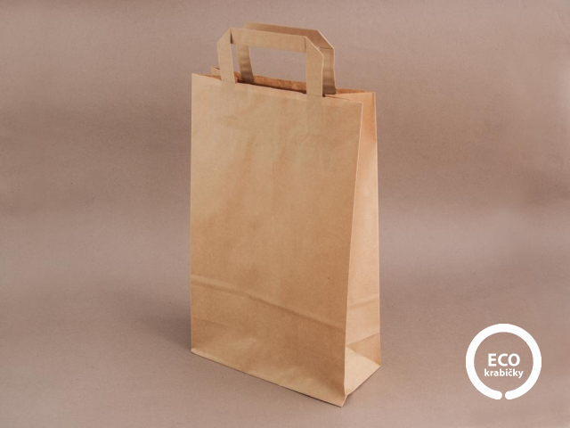 Bio papierová taška ploché ucho hnedá 22 × 10 × 36 cm
