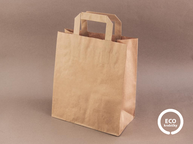 Bio papierová taška ploché ucho hnedá 22 × 11 × 25 cm