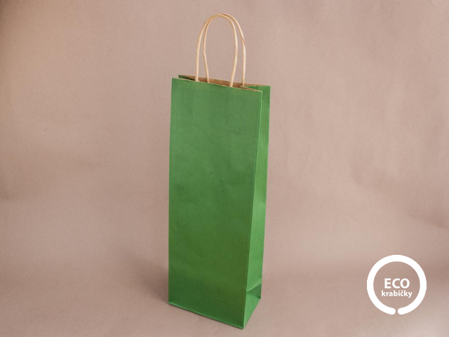 Bio papierová taška na víno MOSELA 14 × 8 × 39 cm zelená