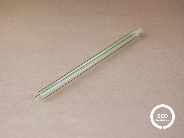 Bio slamka PLA JUMBISIMO priehľadná so zelenými prúžkami 20,5 cm Ø 1 cm