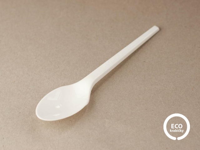 Bio plastová polievková lyžica biela 16,5 cm