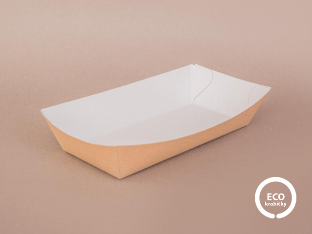 Bio papierový podnos biele dno 23,5×14×4,5 cm