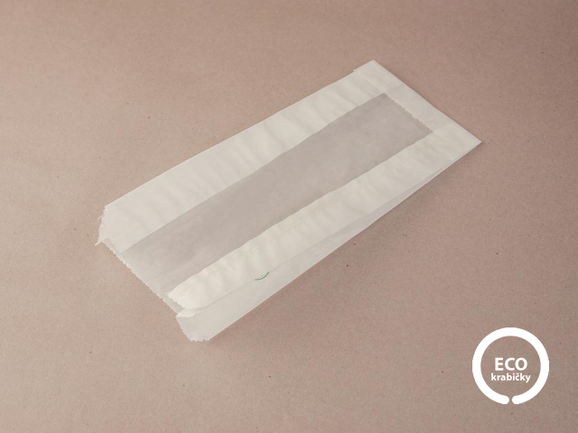 Papierové vrecko s PLA okienkom 24,5 x 10 cm