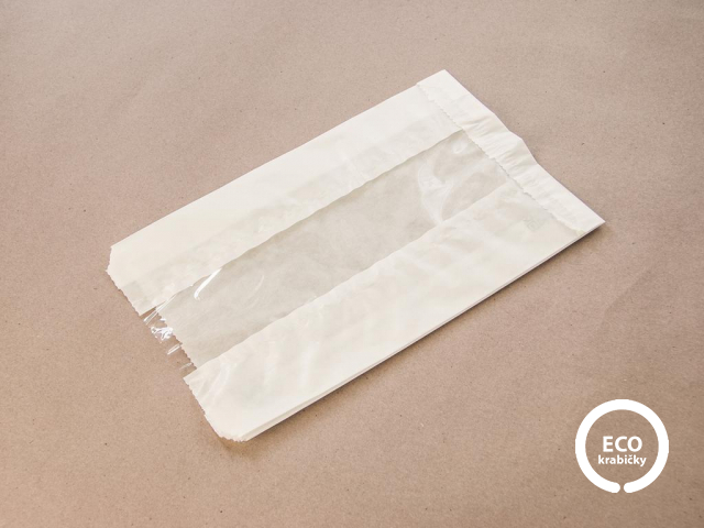 Papierové vrecko s PLA okienkom 24,5 × 15 cm