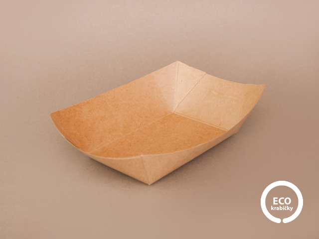Bio papierový podnos KRAFT 19,5×16,5×5,5 cm (700ml)