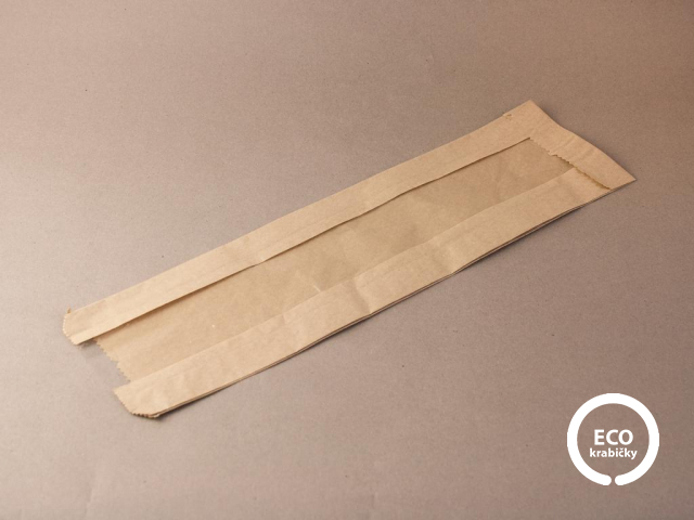 Papierové vrecko s PLA okienkom 35,5 × 10 cm