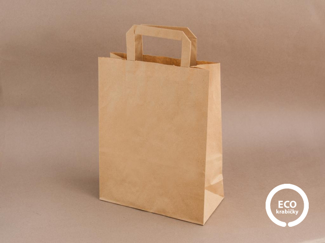Bio papierová taška ploché ucho hnedá 22 × 10 × 28 cm