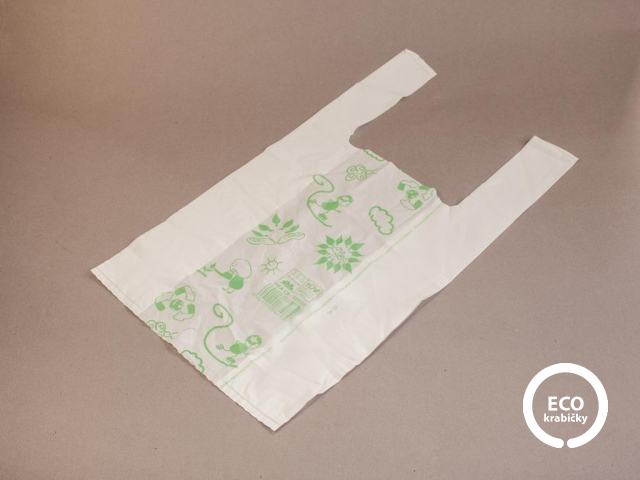 Bio taška kukuričný škrob 28+14×50 cm biela