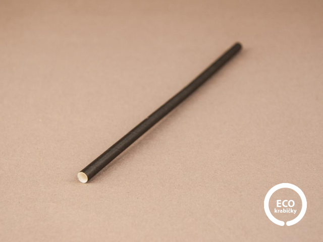 Bio papierová slamka čierna 20 cm Ø 0,8 cm