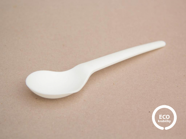 Bio plastová polievková lyžica biela 14,5 cm