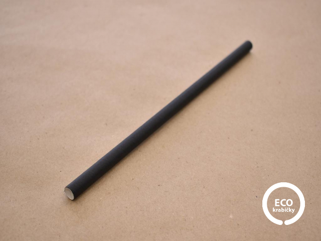 Bio papierová slamka čierna 24,5 cm Ø 1 cm