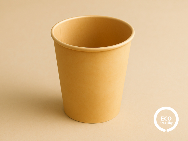 Kelímok na teplý nápoj PLASTIC FREE hnedý 400 ml (16 oz)